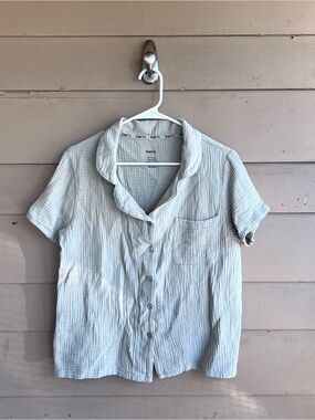 Born Cotton Gauze Button Down Shirt L Summer Breathable Beach